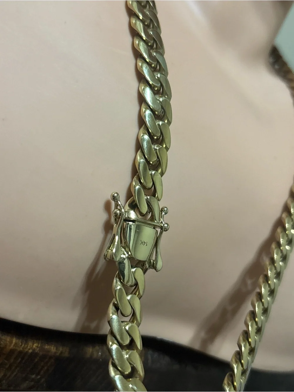 14k Cuban Gold Overlay Necklace Chain 24” long Cadena Oro Laminado Cubano eslabo